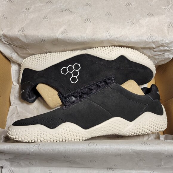 Vivo barefoot Shoes - Vivobarefoot Motus Studio Sneaker Leather Womens in Suede Obsidian White